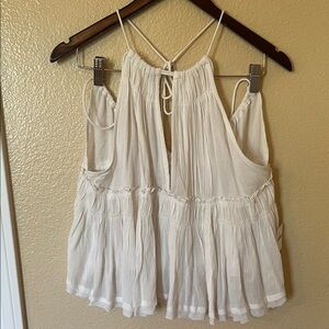 White Sleeveless Pleated Top
